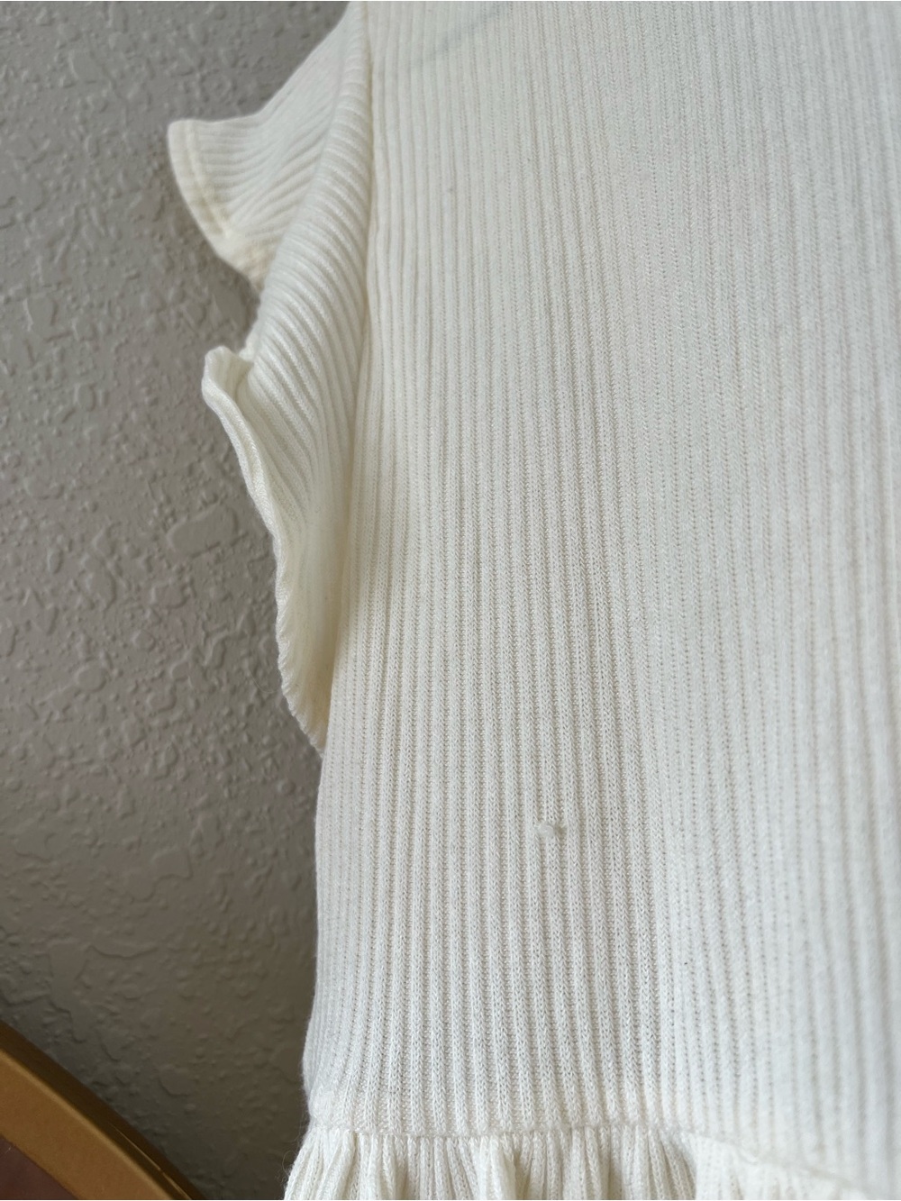 Altar’s State Cream Ribbed Button Peplum Top - Picture 7 of 8